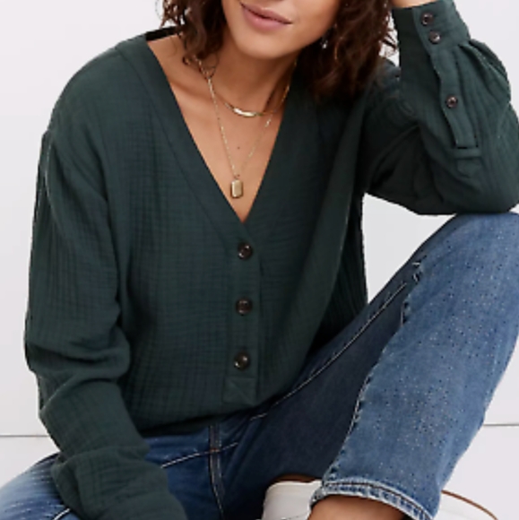 Madewell Tops - Madewell Lightspun Evert Top In Midnight Green Size XL